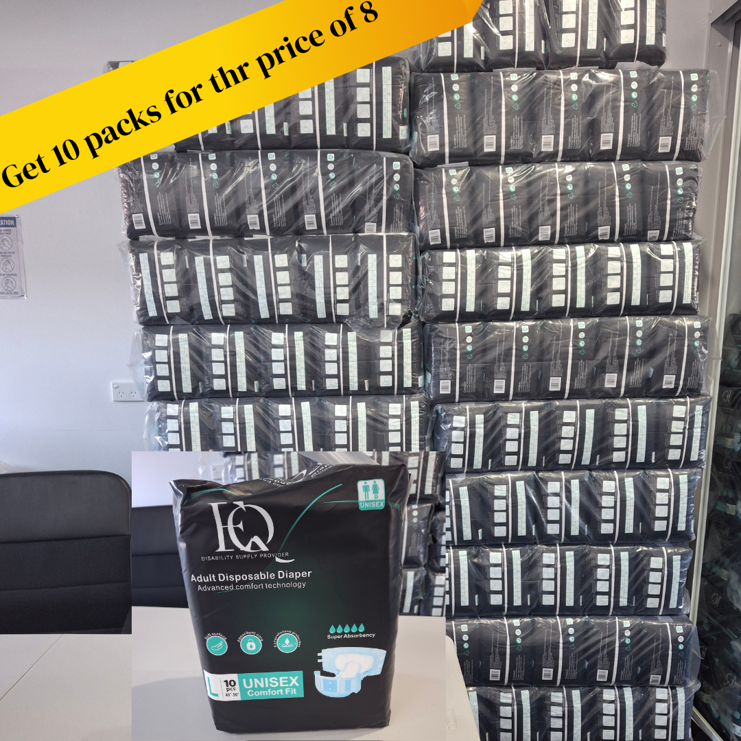 Equipit adult nappies bulk box, 10 packs for the price of 8
