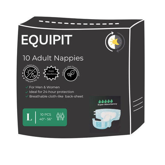 Equipit large adult nappies, box of 3 packs, 30 continence briefs