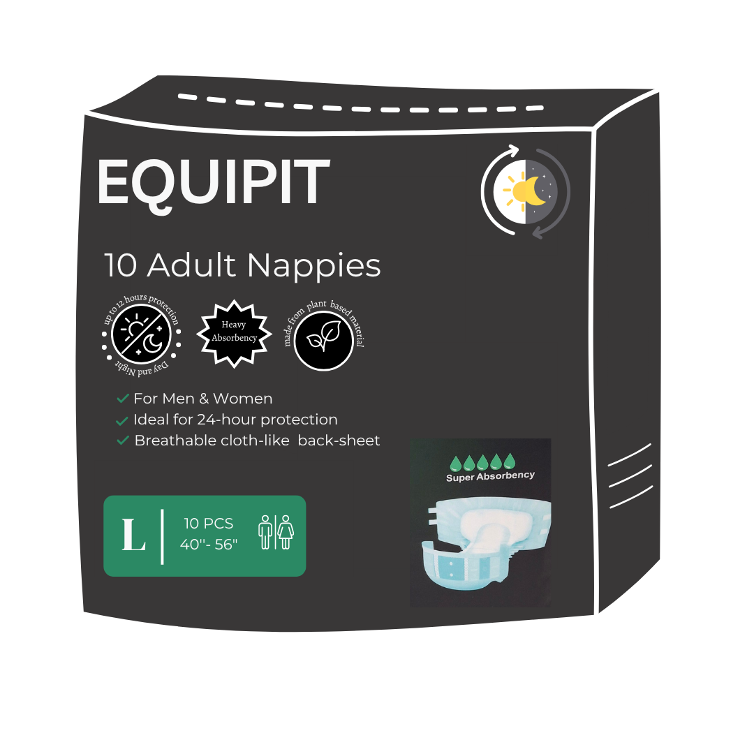 Equipit large adult nappies, 100 continence briefs per box